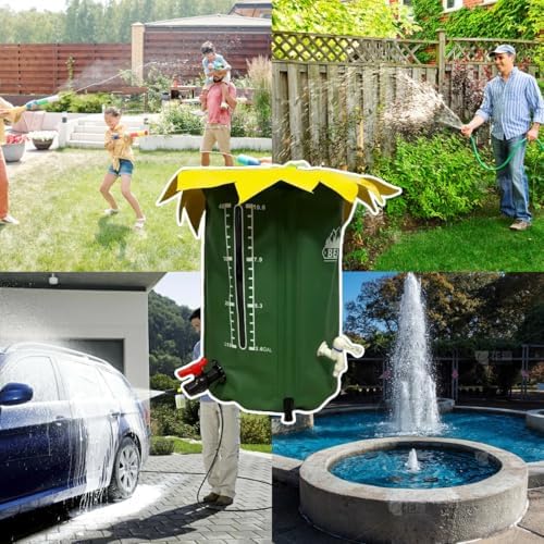 Portable Water Storage Tank, Portable Foldable Rainwater Collection System with Spigot Water Storage Container & Top Mesh, Portable Rain Barrels to Collect Rainwater from Gutter for Garden Lawn(100 Ga - Image 7