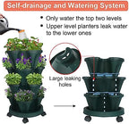 GameXcel Vertical Planter Tower - 4 Tier Stackable Garden Planters with Wheels and Tools Plant Pots for Strawberry Herb Flower and Vegetable Indoor Outdoor Use Green 2 Pack - Image 4
