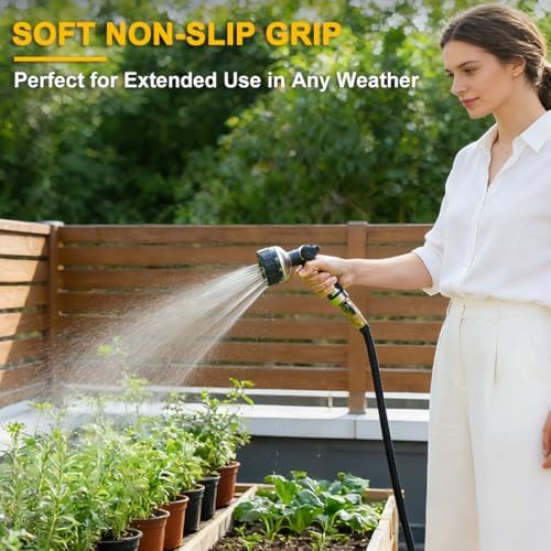 FANHAO Thumb Control Garden Hose Nozzle Heavy Duty Metal, 10 Spray Patterns - Image 5