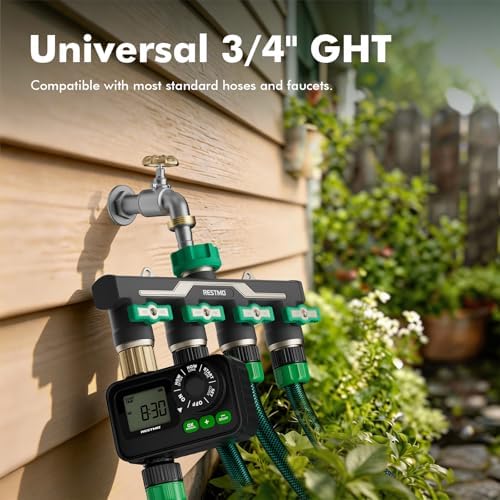 RESTMO Heavy Duty 4 Way Y Garden Hose Splitter Full Metal Body, Green - Image 6