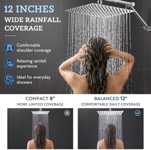 G-Promise All Metal 12 Inches Rainfall Shower Head with Handheld Combo - Image 4