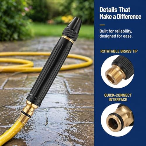 2026 Professional Jet Sweeper Nozzle, Heavy Duty Adjustable Twist Hose Nozzle Jet Sweeper Nozzle, Home High Pressure Car Wash Water Gun for Garden Hose, Watering, Lawn, Car (2PCS) - Image 4