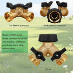 Biswing 4 Pack Garden Hose Splitter 2 Way, Heavy Duty Brass Connector Tap Splitter, Y Splitter 2 Valves with 4 Extra Rubber Washers - Image 3