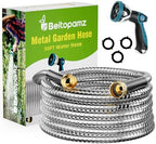 Beitopamz Metal Garden Hose 50 ft with Nozzle, Stainless Steel by BeitopamzGardenHose