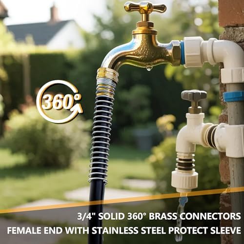 5/8" Garden Hose 30ft, -40℉ To 190℉ Hot/Cold Rubber hose, Black - Image 5