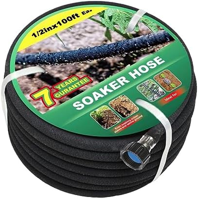 Taisia 1/2" Soaker Hose 100 ft Round Rubber Garden Soaker Hoses, Heavy Duty Drip Hose for Watering Irrigation, Water Seeper Soaker Hoses for Garden, Lawn and Plants by Taisia