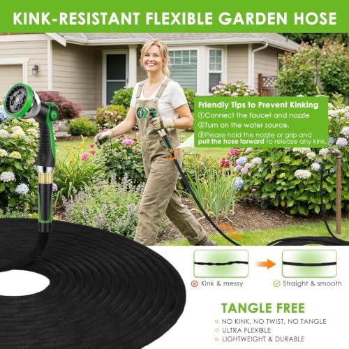 Non-Expanding Garden Hose 150 ft, 360° Anti-Kink Swivel Fittings - Image 4