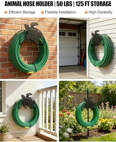 Sea Turtle Hose Hanger Wall Mount Heavy Duty 125'5/8" Garden Hose Holder - Image 4