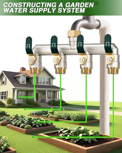 4 Way Hose Splitter, Heavy Duty Full Flow Garden Hose Splitter with 4 Large Metal Handles, Brass Water Hose Bib Splitter, T Adapter Connector with 3/4 - Inch GHT Thread (Green) - Image 7