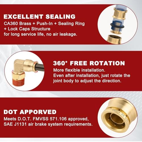 90° Swivel Male Elbow, 5/8" Tube x 3/8" NPT, DOT Approved 5PCS - Image 4