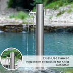 Stainless Steel Cylindrical Water Column, Freestanding Hydrant with Faucet, Garden Hose Holder for Courtyard Irrigation Washing Villa Decoration(86x13cm/34x5in) - Image 3