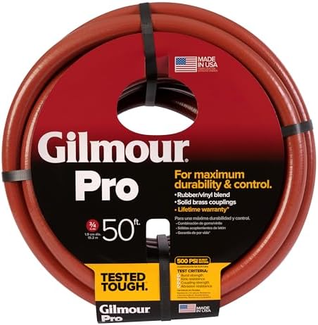 Gilmour Pro Commercial 3/4" x 50' Heavy Duty Water Hose, Durable and Kink Resistant 50 ft Garden Hose by Gilmour