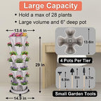 GameXcel Vertical Planter Tower - 7 Tier Stackable Garden Planters with Wheels and Tools Plant Pots for Strawberry Herb Flower and Vegetable Indoor Outdoor Use Gray - Image 4