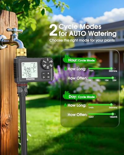 Water Timer for Garden Hose with 100% Metal Pipe, Programmable Sprinkler Controller for Garden Faucet with Auto/Manual/Rain Delay Mode, Irrigation Timers for Lawn, Yard, Outdoor Plants - Image 3
