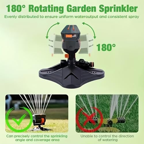 16-Nozzle Oscillating Sprinkler with Dual-Zone Sprinkler Water Timer, Automatic Rocking Sprinkler, Oscillating Water Sprinklers for Lawn Yard Garden Watering (Standard, with Single-Zone Timer) - Image 4