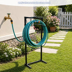 Garden Hose Holder Stand Freestanding with Arched Top Design, Heavy Duty Metal Water Hose Rack for Outside Yard Lawn, Stable Double-Pole Structure with Ground Spikes - Image 4