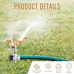 JaGely 3 Pcs Lawn Impact Sprinklers for Yard Heavy Duty Brass Water Sprinkler with Spike Base 360° Adjustable Lawn Irrigation Equipment for Large Area Garden Grass Yard Patio - Image 4