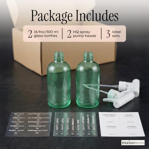 MaisoNovo Green Spray Bottle for Plants | 16.9 Oz, Pack of 2 - Image 4