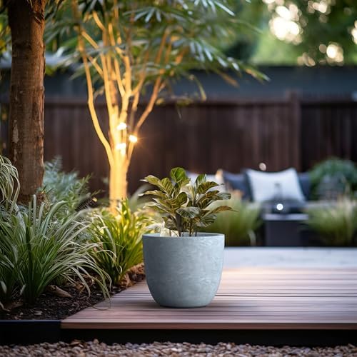 Kante Accent Round Bowl Blue Gray Concrete Planter 14" Dia, Outdoor - Image 3