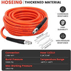 200FT Pressure Washer Sewer Jetter Kit, 5800 PSI Water Jet Drain Cleaner Hose with Corner Rotating Button Nose Nozzle, 1/4 Inch NPT, Sewer Jetter Nozzles Kit with Spanner Handle Strap - Image 2