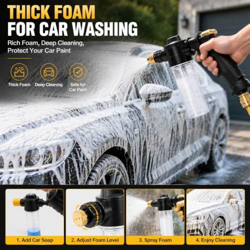 High Pressure Garden Hose Nozzle Kit, 3 Spray Modes & Foam Bottle - Image 4