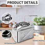 5 Gallon (20QT) 304 Stainless Steel Oil Storage Can with Spout, Food-Grade Cooking Oil Dispenser, Easy Pour Design for Restaurant, Food Truck, Camping Garden - Image 3
