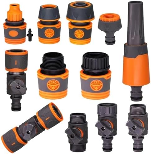 6PCS Water Hose Quick Connectors Plastic Rubber Coupler Pipe Adapter with Shut Off Valve for Irrigation System(H) by Unknown