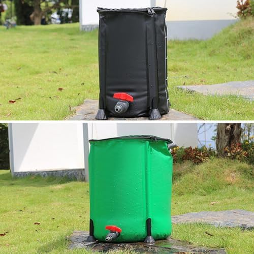 Rain Water Collection Barrel Portable Large Capacity Rain Barrel, Rain Water Storage Barrel with Filter Two Spigots and Overflow Kit for Watering Car Washing Gardening(Black,40 * 80cm) - Image 2
