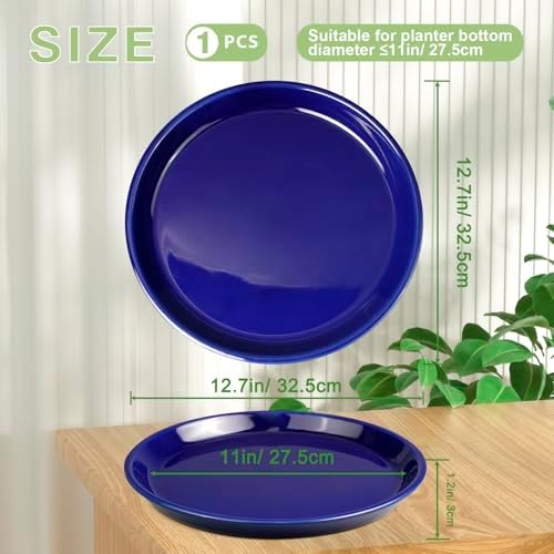 Plant Pot Saucer 12 inch - Ceramic Plant Saucers for Indoors Outdoors Plant Drip Tray for Pots Plant Dish to Catch Water Large Flower Pot Saucer for Water Drainage Blue - Image 2