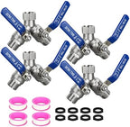 4 Pack 304 Stainless Steel Hose Splitter 2 Way, Full Flow Hose Splitter by Unknown