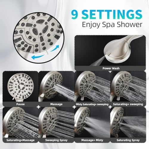 BESAQUO 9 Settings Air-Induction High Pressure Handheld shower head - Image 5