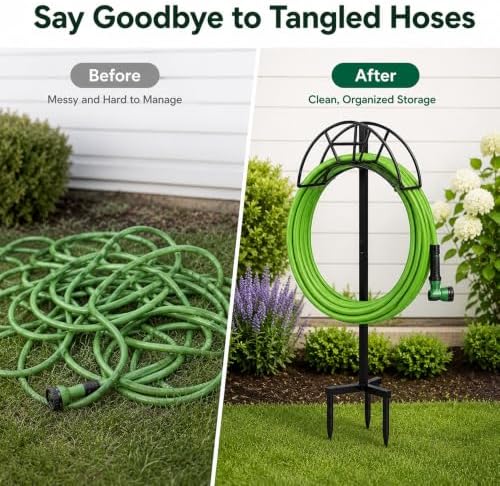Garden Hose Holder Stand, In-Ground Outdoor Hose Storage - Image 2