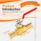 PEX Shut Off Valve 1/2 inch, Brass Ball Valves,5 Red&5 Blue - Image 2