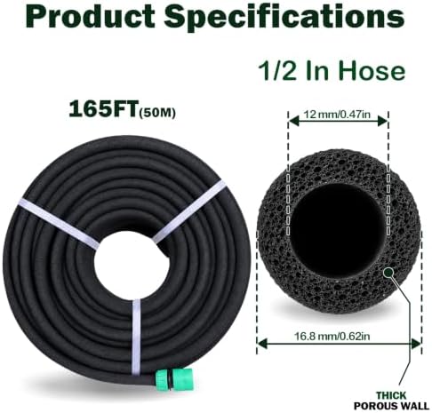 165 FT Drip Irrigation Hose, 1/2 Inch Porous Soaker Line for Garden Beds - Image 2