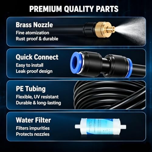 Ac Condenser Ac Mister Cooling System Kit, Anti Clog Design with Filter Mist System, Uniform Fine Mist Hose Misters Ideal for Sun Exposed Condensers - Image 5