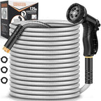 Rcfunkid Garden Hose 125FT No-Kink Metal Hose With 10 Function Nozzle Tough by GardenHose