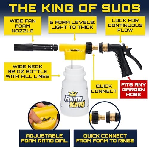 Foam King Car Wash Foam Gun Sprayer, Foam Cannon Garden Hose Soap Sprayer - Image 2