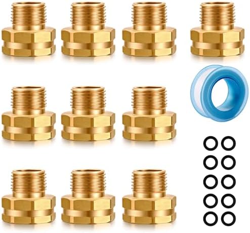 SIGURANTA Garden Hose Connector Adapter,3/4" GHT female and 1/2" NPT male Connectors, Brass Repair Fittings, for female Hose to male Hose (10 Pack) by SIGURANTA