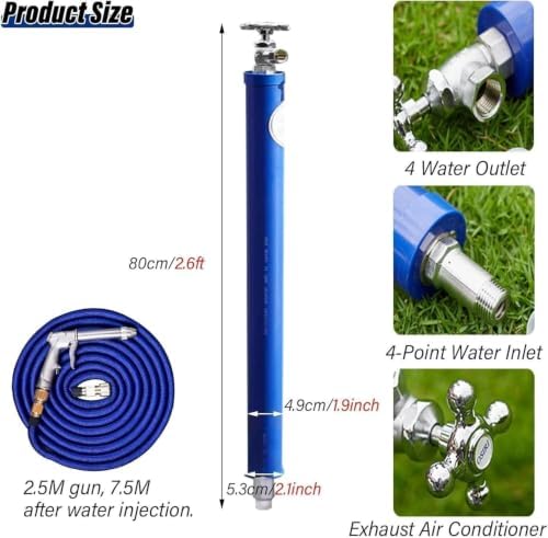 Outdoor Spigot, Outdoor Faucet Water Column, Stainless Steel Floor-Standing Faucet，Frost-Proof Garden Water Column & Hose Stand for Irrigation & Car Washing Outdoor Taps(H 1.2m,Full) - Image 2