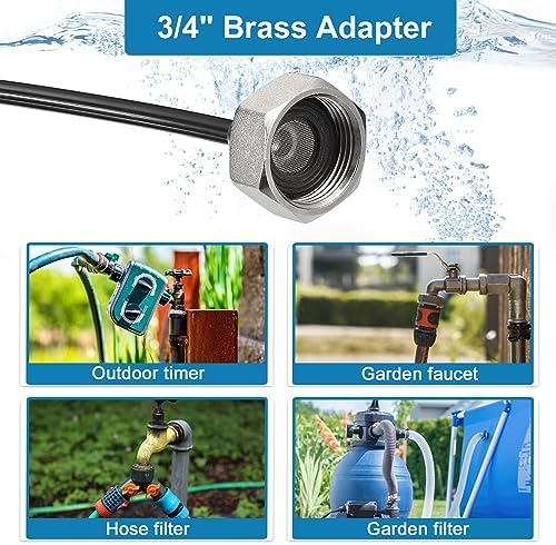 uxcell Misting Cooling System, 59FT(18M) Misting Line +20 Mist Nozzles +3/4" Brass Adapter, Misters for Outside Patio Garden Greenhouse Umbrella - Image 3