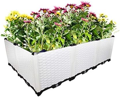 Hershii Garden Raised Bed Kits Rectangular Plastic Deepened Plant Containers Indoor Outdoor Vegetables Herbs Flowers Growing Planter Box - White - 46.06 X 15.35 X 14.96 Inches - Image 4