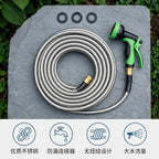 100FT 304 Stainless Steel Garden Hose with 10-Pattern Spray Nozzle (Orange) - Image 4