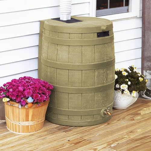 Good Ideas Rain Wizard Water Collection Barrel, 50 Gallon, Khaki, 4 Pack - Image 4