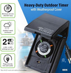 Intermatic HB11K Heavy-Duty Outdoor Plug-in Timer – 2 ON/2 Off Settings, 30-Min Minimum Intervals, Weatherproof Flip Cover, 15A/1800W, 1 HP Rated, 13" Cord – Ideal for Pool Pumps, Lights, Decorations - Image 2