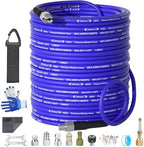 NIFUAL 200FT Sewer Jetter Kit for Pressure Washer, 5800PSI Drain Cleaner Hose 1/4 Inch NPT Corner, Rotating and Button Hose Sewer Jetting Nozzle Waterproof Tape Pearl Corsage Pin Spanner Glove by PressureWasherAccessories