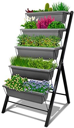 Outland Living 4Ft Vertical Raised Garden Bed - 5 Tier Food Safe Planter Box for Outdoor and Indoor Gardening Perfect to Grow Your Herb Vegetables Flowers on Your Patio Balcony Greenhouse Garden by OutlandLiving