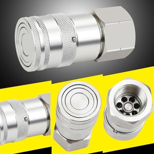 3/4’’ NPT Skid Steer Hydraulic Couplers, Bobcat Flat Face Quick Connect Fittings with 2PCS Dust Covers - Image 4