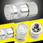 3/4’’ NPT Skid Steer Hydraulic Couplers, Bobcat Flat Face Quick Connect Fittings with 2PCS Dust Covers - Image 4