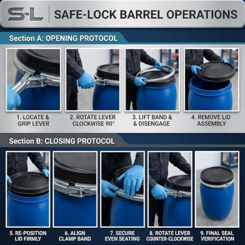 Food Grade Plastic Drum Shipping Barrels Air Tight Water Barrel with Lock Ring Rain Water Collection Barrel 30 50 60 65 100 120 160 200L for Garden Basement Fermentation Storage(200L) - Image 7