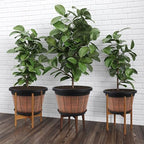 4 Pack 14 inch Plant Pots,Whiskey Barrel Planters with Drainage Holes - Image 6